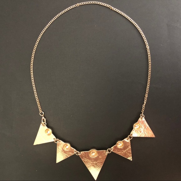 Statement Necklace | Gold & Black Triangles with Textured Gold - Picture 4 of 6